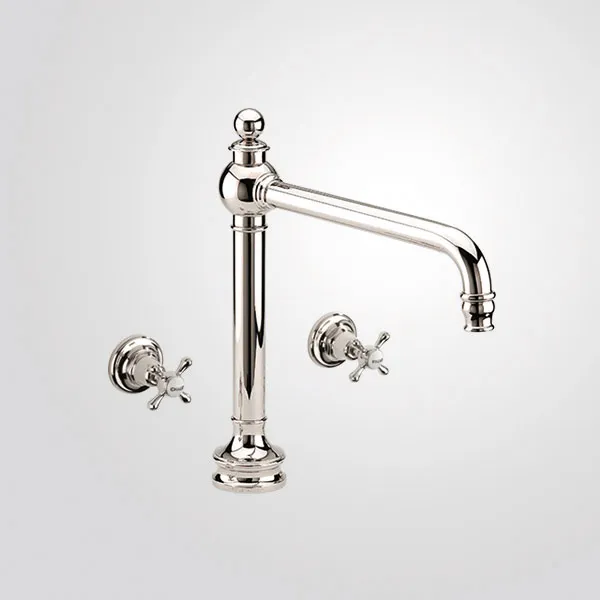  Volevatch Bistrot 3-hole mixer raised, H375, moveable spout, concealed valves, with integrated drain