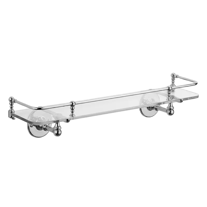  Volevatch Bistrot 400 mm glass shelf with flat rosettes, exposed screws, with moveable guard rail