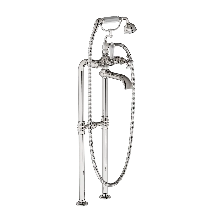  Volevatch Bistrot Bistrot Freestanding tub filler with handshower on cradle on standard columns, fixed to the drain