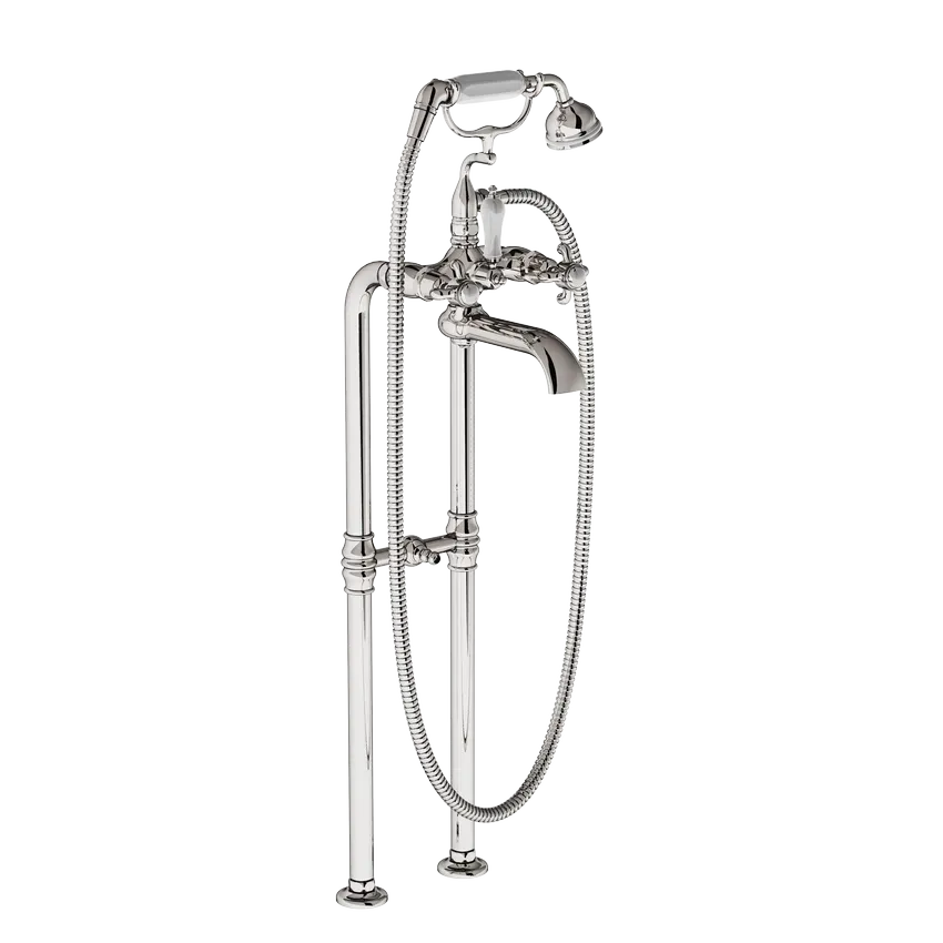  Volevatch Bistrot Bistrot Freestanding tub filler with handshower on cradle on standard columns, fixed to the drain