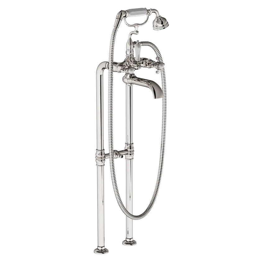  Volevatch Bistrot Bistrot Freestanding tub filler with handshower on cradle on standard columns, fixed to the drain
