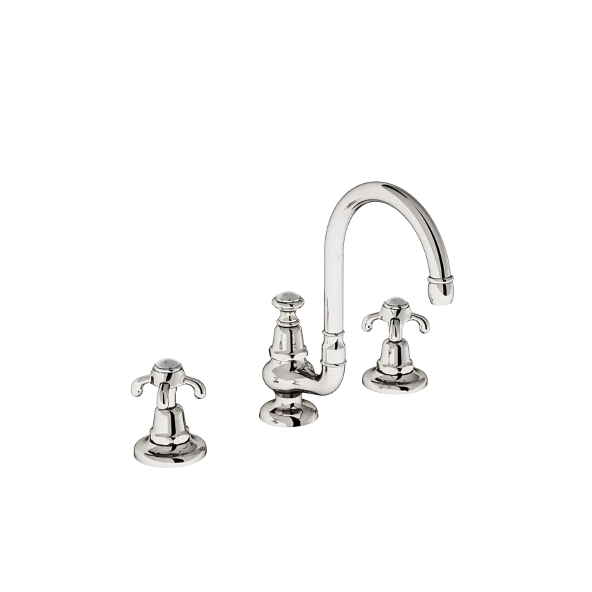  Volevatch Bistrot Deck-mounted 3-hole mixer, 16/125 moveable swan-neck spout integrated drain 