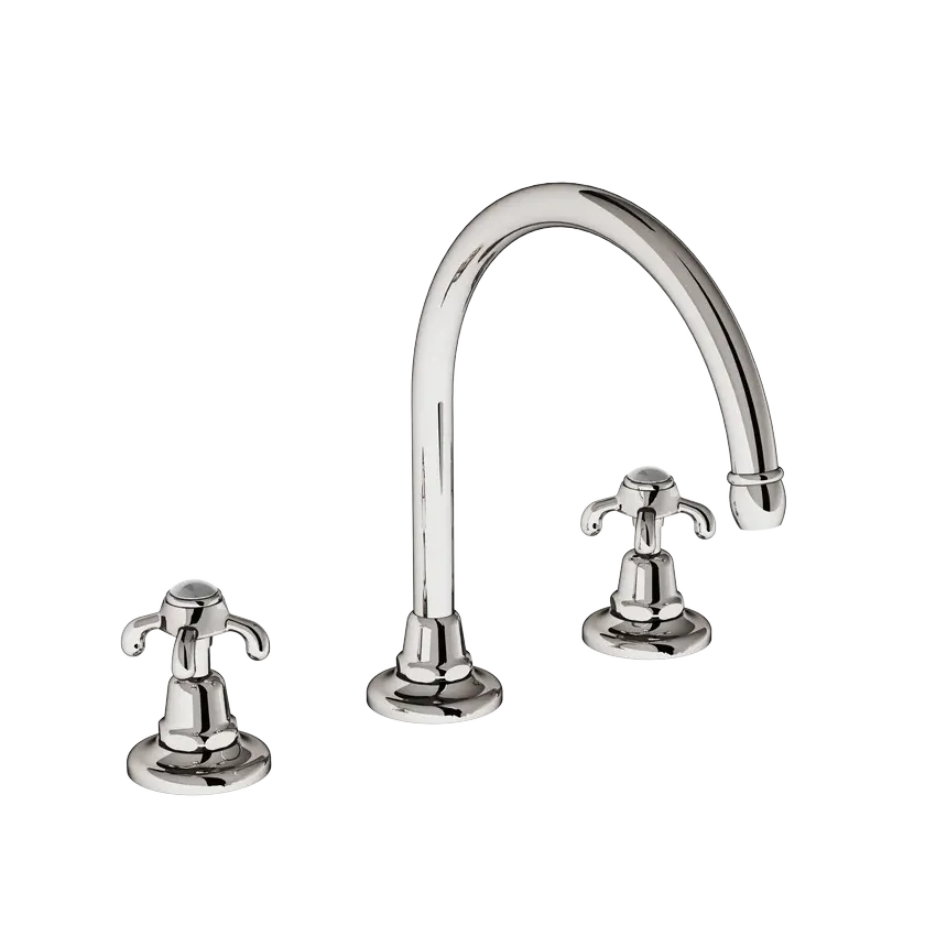  Volevatch Basin Deck-mounted 3-hole mixer, 18/200 moveable swan-neck spout without drain 