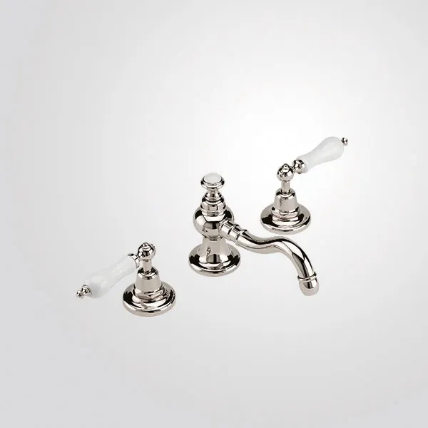  Volevatch Bistrot Deck-mounted 3-hole washbasin mixer, curved spout, integrated drain