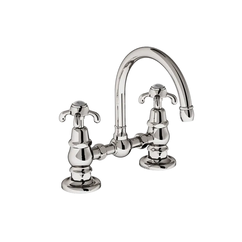  Volevatch Bistrot Deck-mounted mixer, straight bridge, 16/150 moveable swan-neck spout