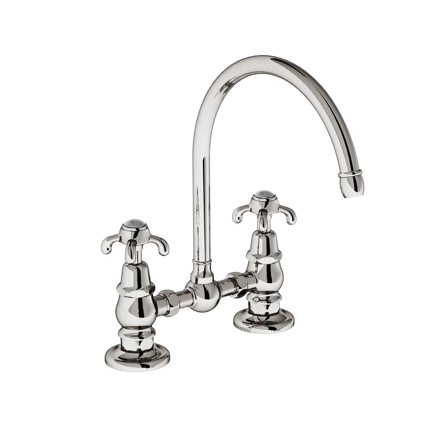  Volevatch Bistrot Deck-mounted mixer, straight bridge, 16/200 moveable swan-neck spout