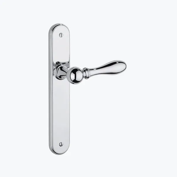 Door handle on plate