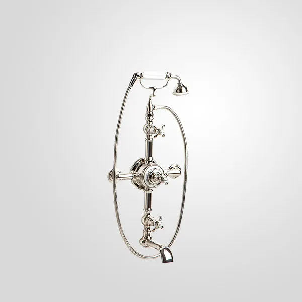  Volevatch Bistrot Exposed shower system set with thermostatic valve shower, tub spout and handshower on cradle