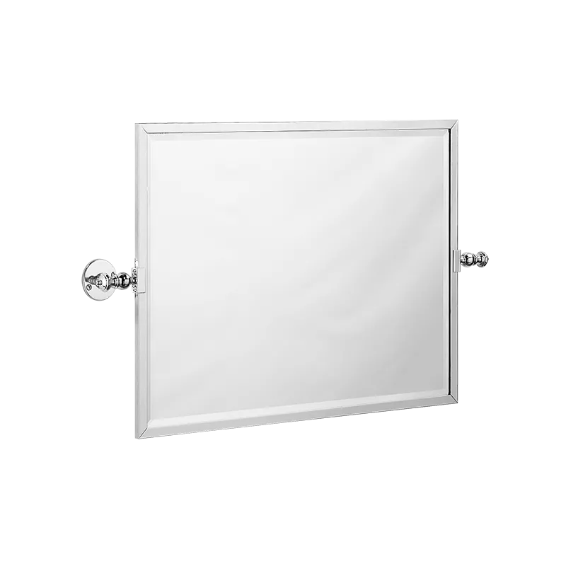 Rectangular mirror, pivoting, horizontal, flat rosettes (exposed screws), 600x450mm