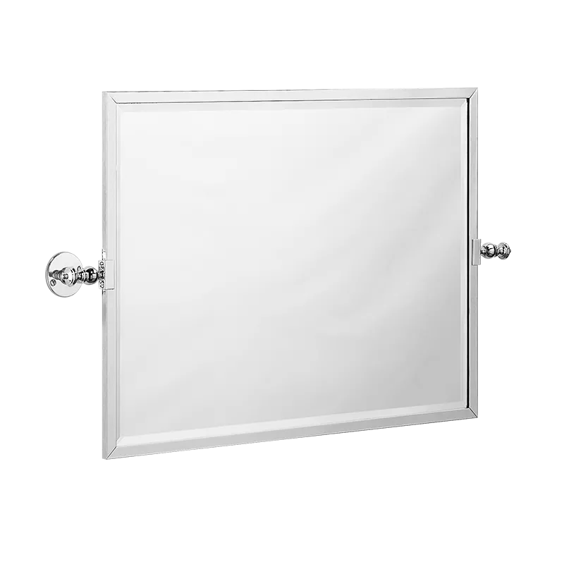 Rectangular mirror, pivoting, horizontal, flat rosettes (exposed screws), 700x550mm