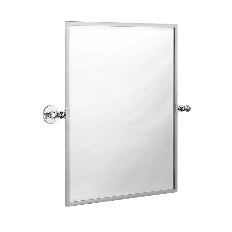 Rectangular mirror, pivoting, vertical, flat rosettes (exposed screws), 450x600mm