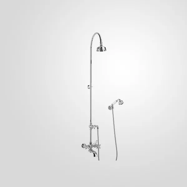  Volevatch Bistrot Shower set mixer, Ø 120 shower rose, swan-neck arm, handshower and tubspout