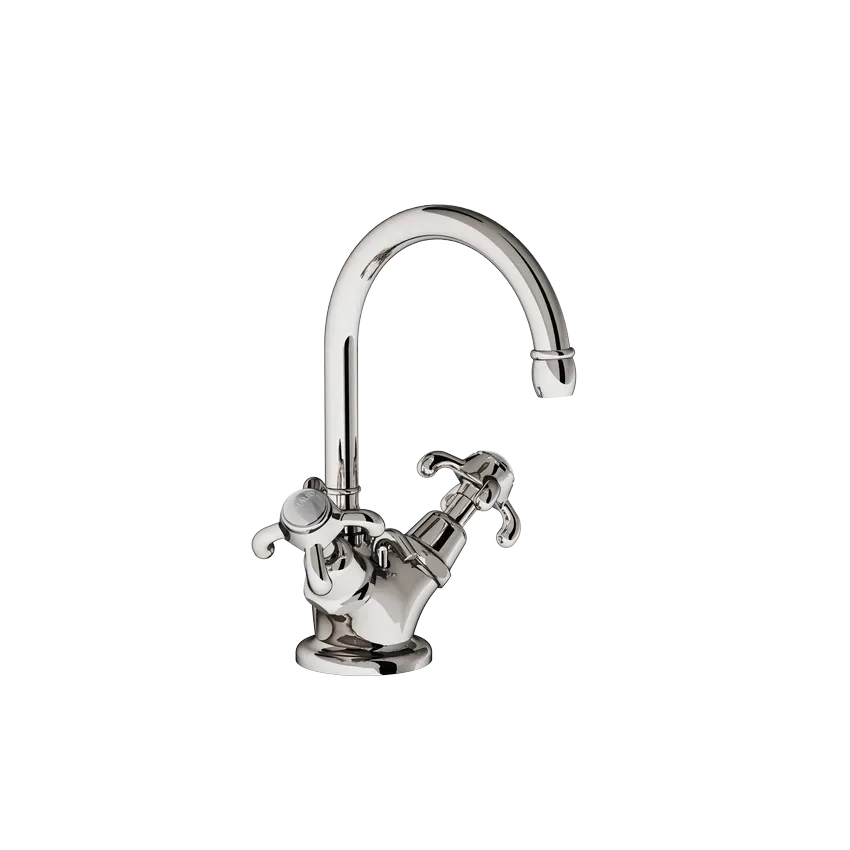  Volevatch Bistrot Single hole sink mixer, with escutcheon, 16/125 moveable swan neck spout integrated drain 