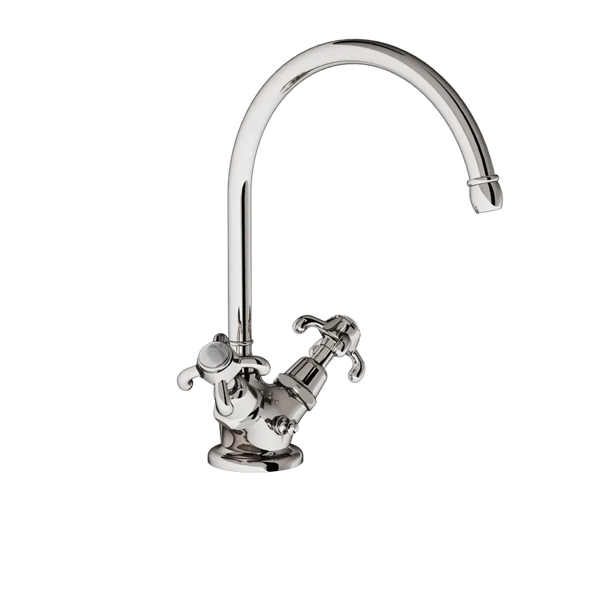  Volevatch Bistrot Single hole sink mixer, with escutcheon, 16/200 moveable swan neck spout without drain 