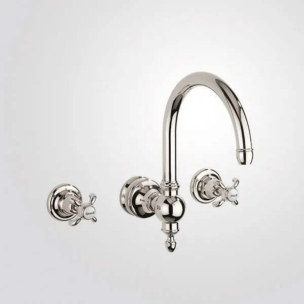  Volevatch Bistrot Wall-mounted 3-hole mixer, horizontal bridge, 22/185 moveable swan-neck spout without drain