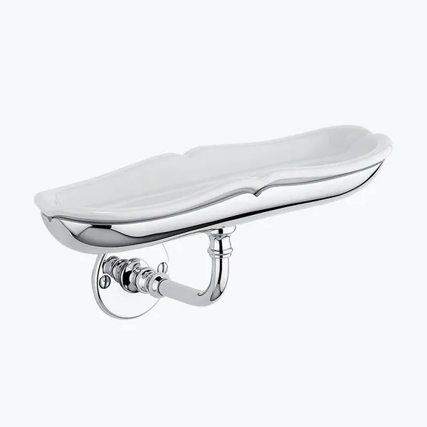 Volevatch Carpe & Lyre Wall-mounted long soap dish, with curved arm and flat rosette