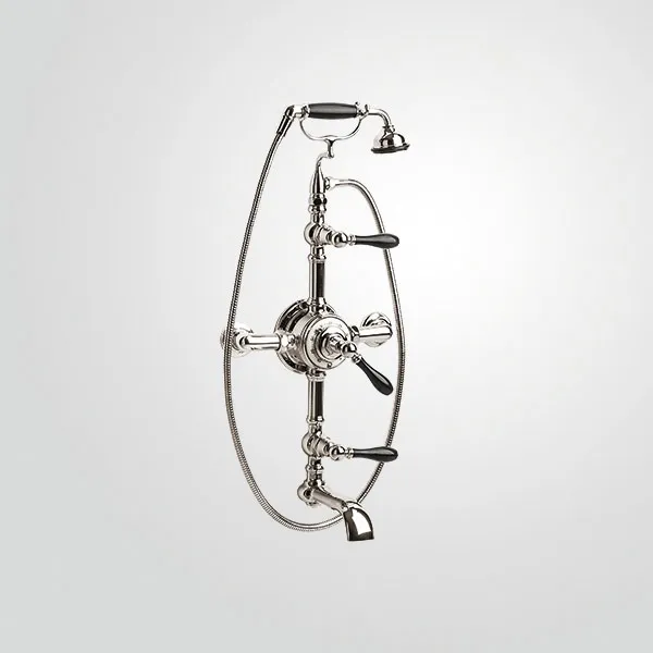  Volevatch Carpe & Lyre Exposed shower system set with thermostatic valve, tub spout and handshower on cradle