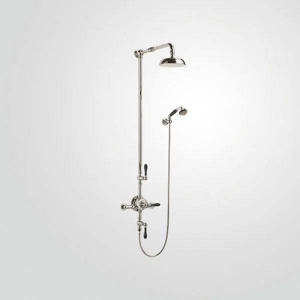  Volevatch Hand shower Exposed shower system with thermostatic valve, Ø 200 domed-top shower head, straight arm and handshower