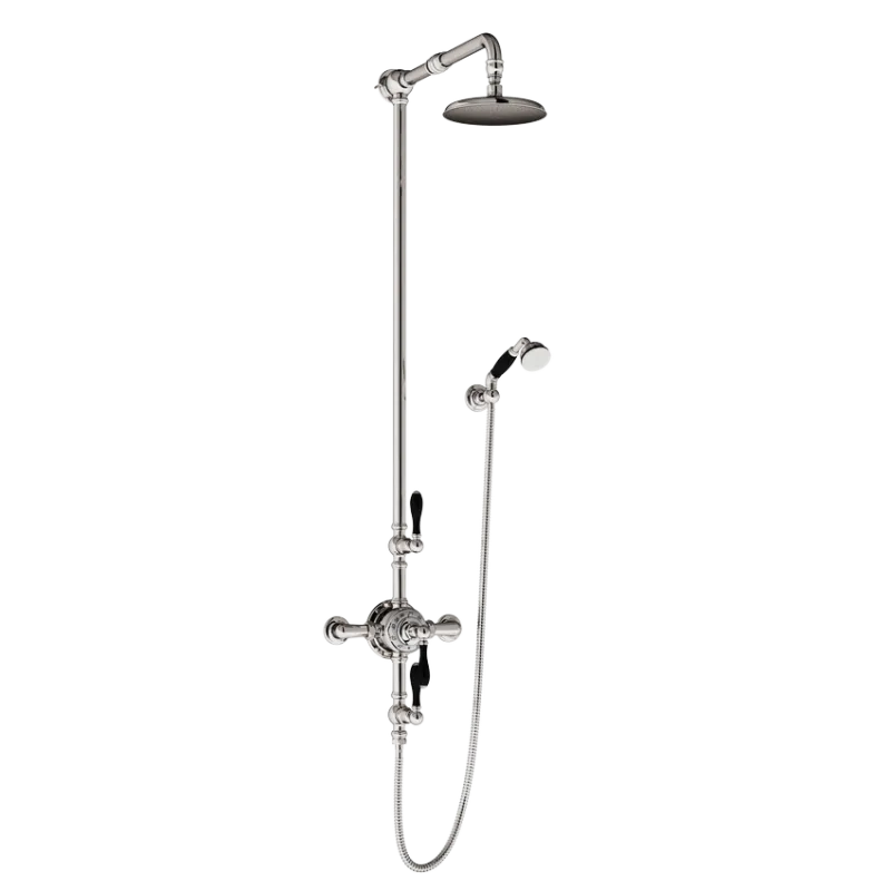  Volevatch Carpe & Lyre Exposed shower system with thermostatic valve,Ø 200 flat-top shower head, straight arm and handshower