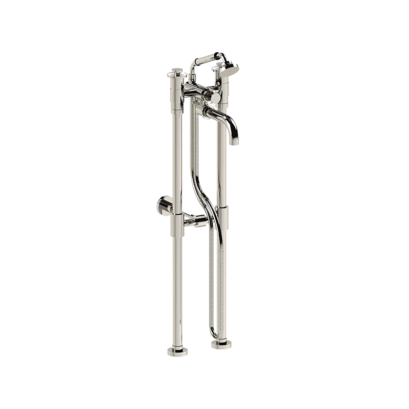 Volevatch Grand Hôtel Freestanding tub filler with handshower on cradle on high columns, fixed to the wall