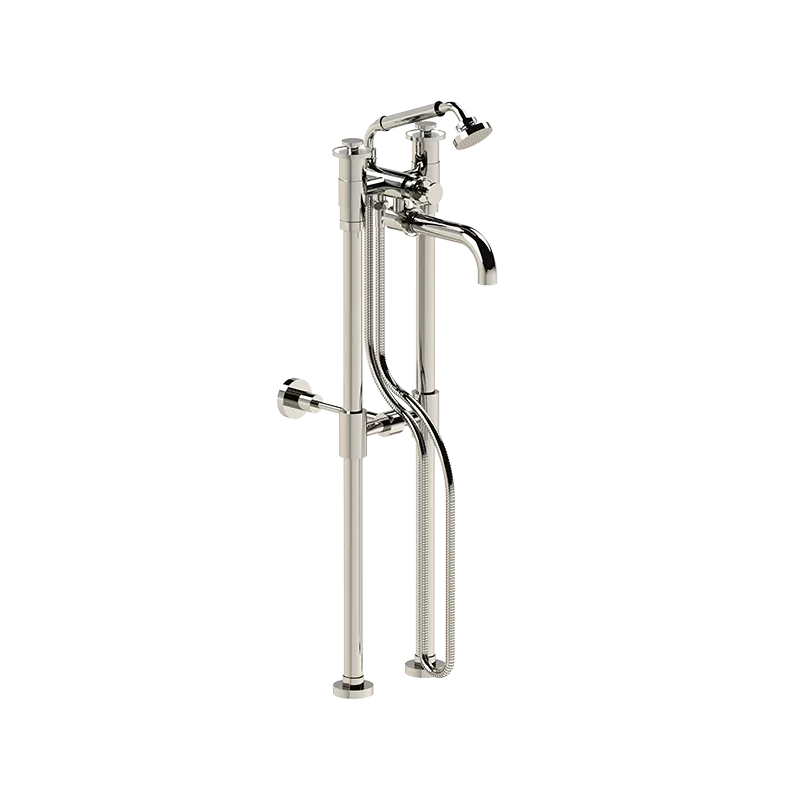  Volevatch Grand Hôtel Freestanding tub filler with handshower on cradle on standard columns, fixed to the wall