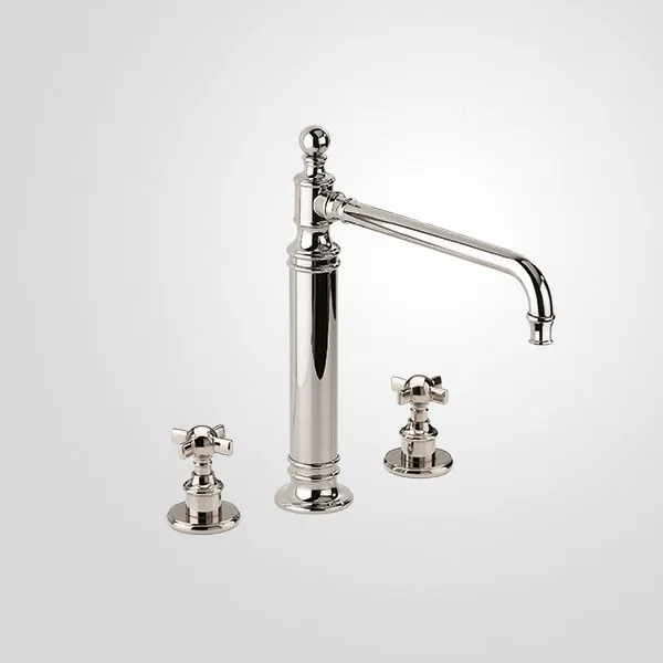  Volevatch Collection 3-hole mixer raised H315, moveable spout, deck-mounted valves with integrated drain