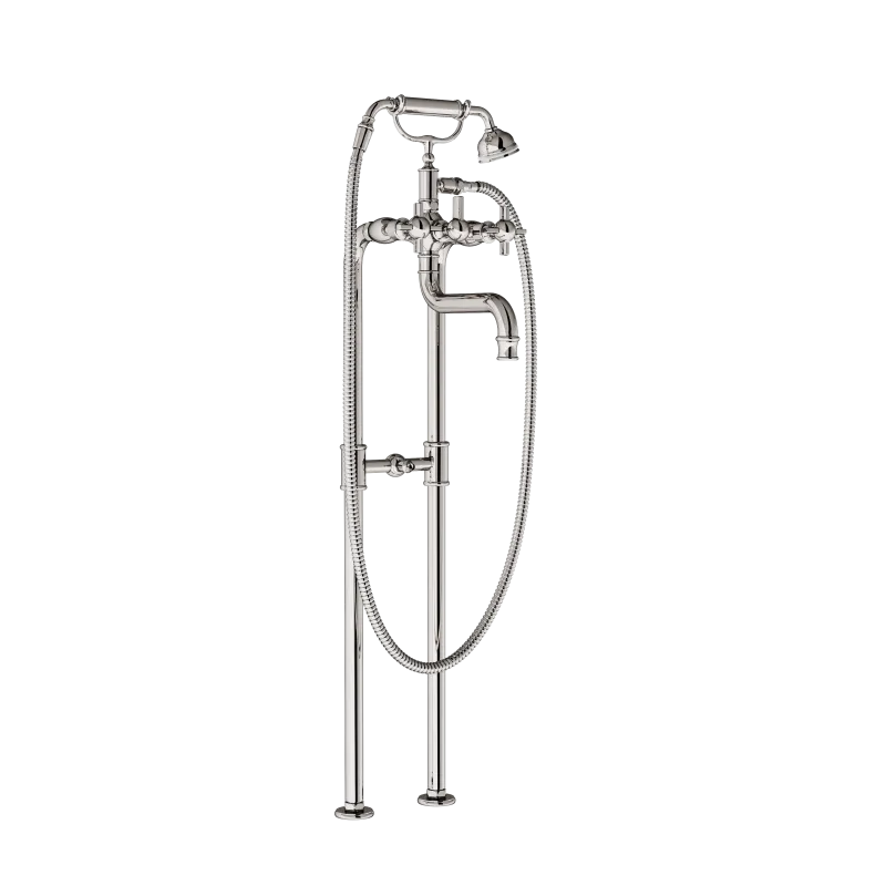  Volevatch Héritage Freestanding tub filler with handfshower on standard columns fixed to the drain