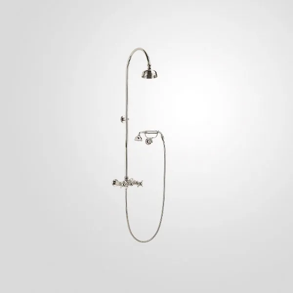  Volevatch Taps Shower set mixer, Ø120 shower rose, (with swivel) swan-neck arm and handshower