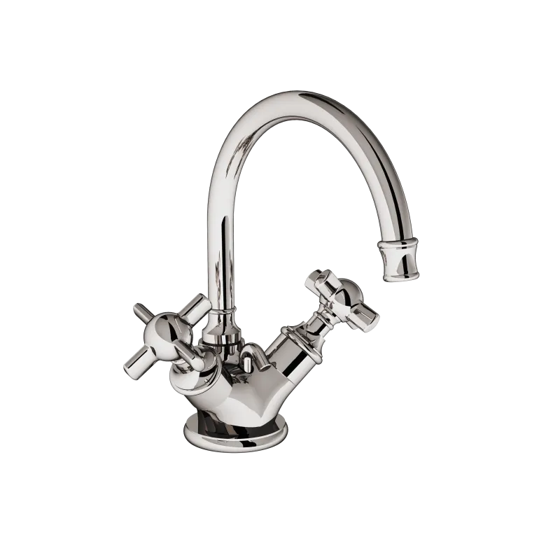  Volevatch Héritage Single hole sink mixer with escutcheon, integrated drain, 150 mm moveable swan-neck spout