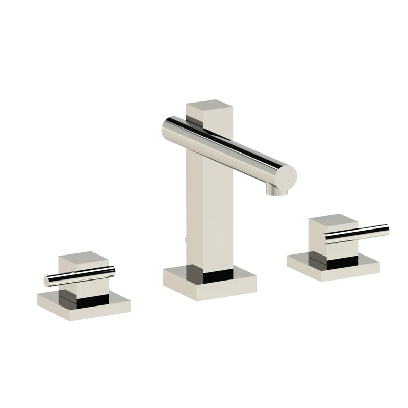 Deck-mounted 3-hole washbasin mixer, integrated drain