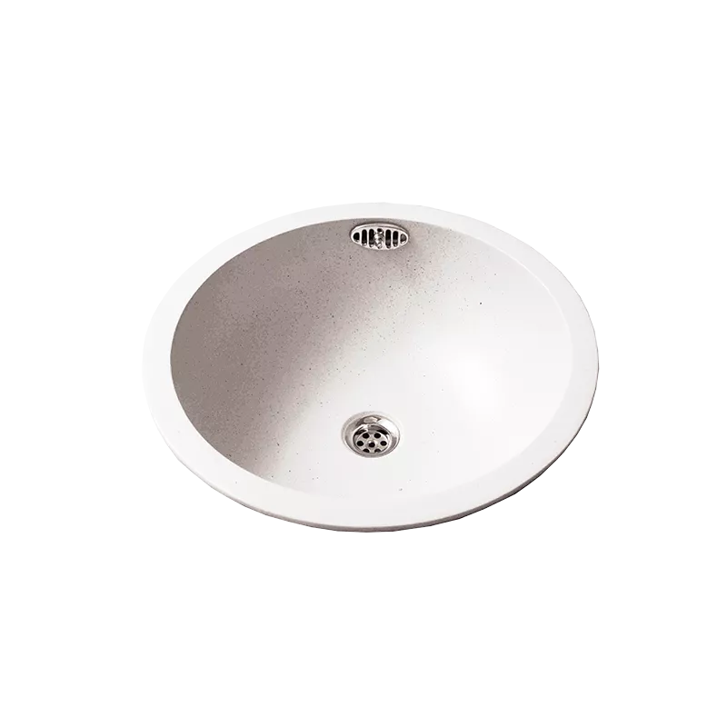 White ceramic undermount sink, double glazed with overflow