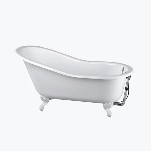 Baignoire Eugénie 1,54m en fonte à dosseret sur pieds griffe